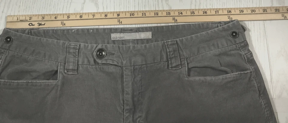 Pantalón de pana vintage antiguo azul marino para mujer 16 gris con puños Bootcut tiro medio Y2K Foto 3 de 4