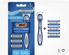 BIC EasyRinse Men's Refillable Razor Kit with 4 Blades and 3 Cartridges