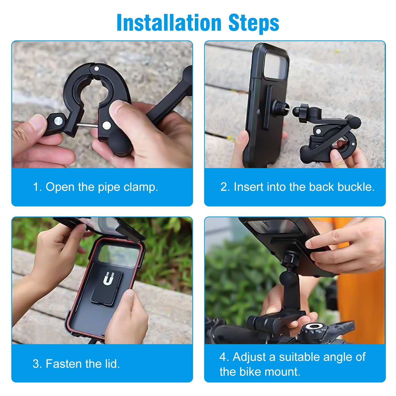 Motorcycle Bike Handlebar Phone Mount Holder Waterproof Case for Samsung iPhone