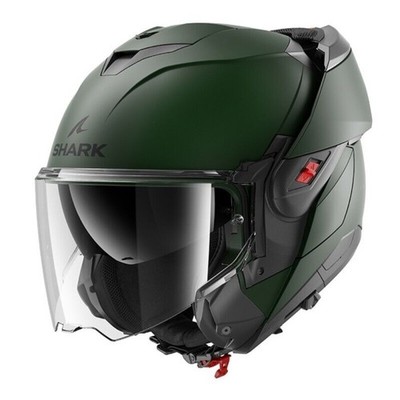 Helm Modular Shark OXO Flip Zurück Leer Mat Dark Green Matt Grün Matt Touring