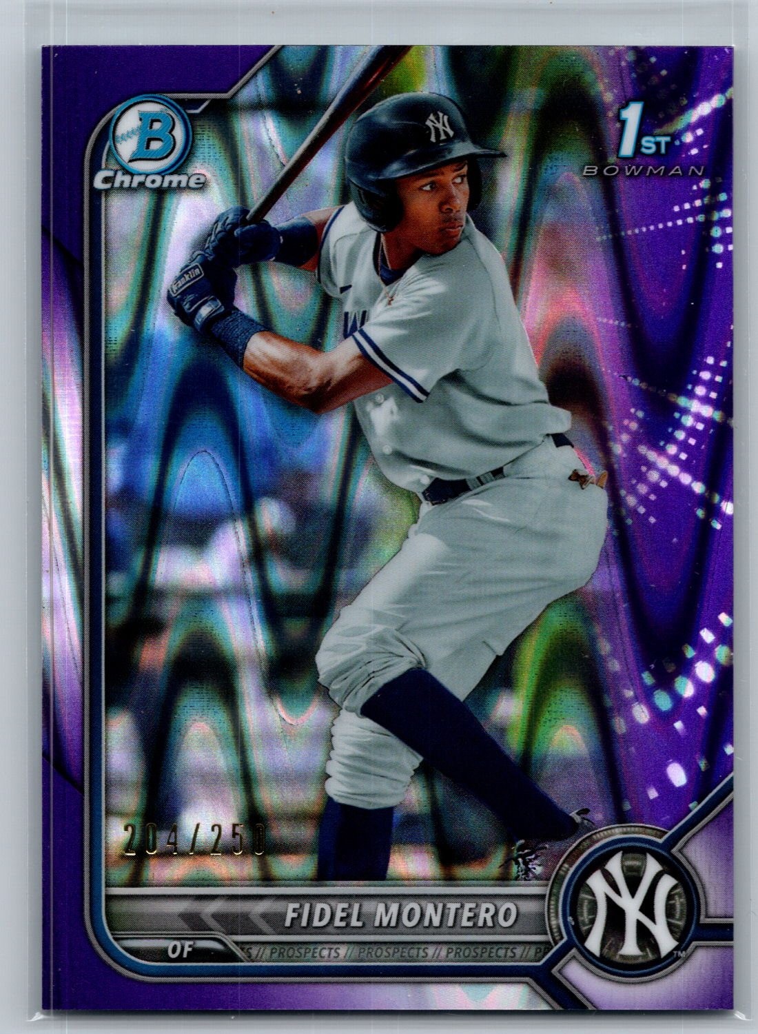 2022 Bowman #BCP-74 Fidel Montero Purple RayWave Refractors /250