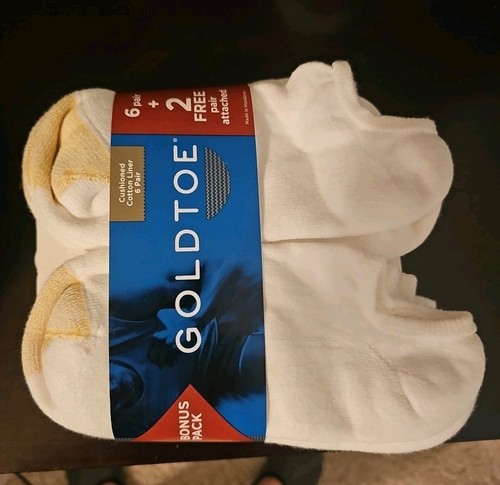 Lot de 8 paires de chaussettes homme bout doré blanc no show coussin coton chaussure 6-12,5