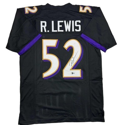 Autographed/Signed RAY LEWIS Baltimore Black Football Jersey JSA COA Auto