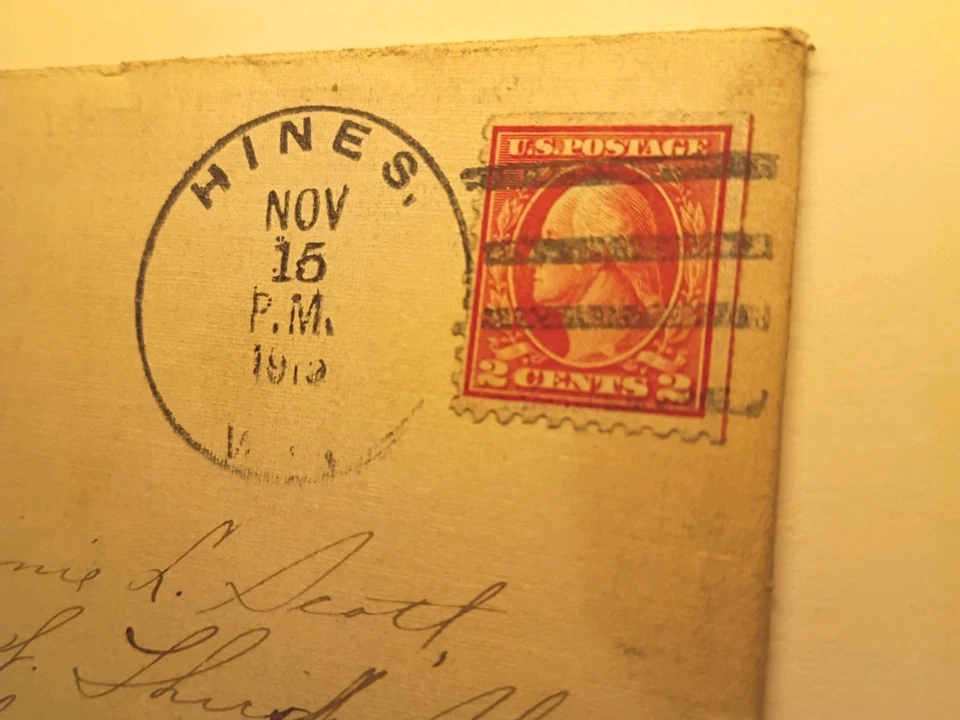 🏴☠️ RARE Red-Line Perf 10 1915 2c Washington on Cover Frankfort, KY/Hines, IL - Image 3 of 4