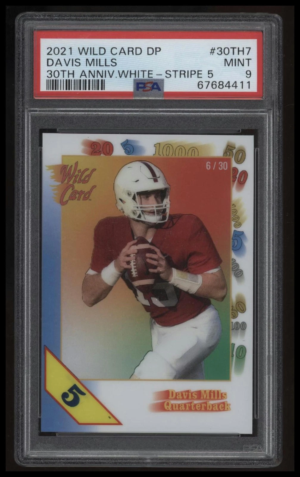 Davis Mills Wild Card Draft Picks 30th Anniversary White #30TH7 Stripe 5