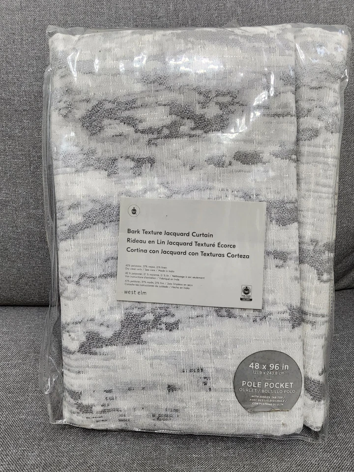 west elm Bark Texture Jacquard Curtain.     48" x 96"  - Image 2 of 4