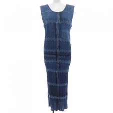 Authentic Vintage Pleated Pleats PLEATS PLEASE 2001 Denim transfer print PP...