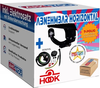 AHK HOOK für Peugeot Partner Bus Kasten 97-08 hori. abnehmbar + 7-pol ES ABE