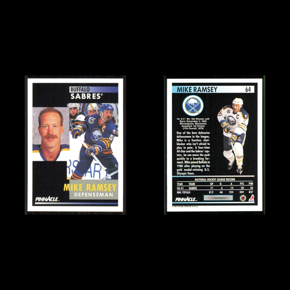 Mike Ramsey #64 1991 Pinnacle Buffalo Sabres Hockey Card NHL NM - Image 3 of 3