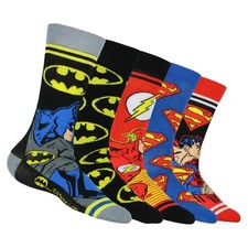 DC Comics Justice League Socks Batman Superman The Flash 5-Pair Crew Sock Set