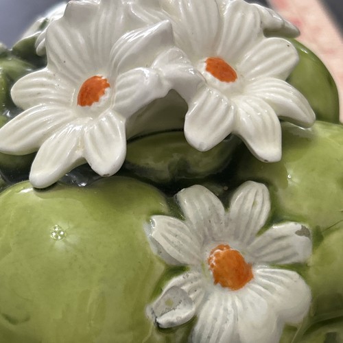 Vintage 1967 Inarco E 2862 Japan Green Apple and Daisy Lidded Dish Chipped - Picture 14 of 24