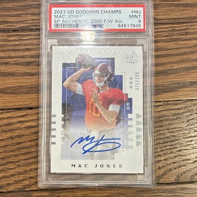 Upper Deck 2021 Goodwin Champs Mac Jones Future Watch Auto #00T-MJ /250 PSA 9