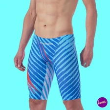 MY KILOMETRE Men's Swim Jammers, Chlorine-Proof Racing Fit, Blue, UK XL | EU 56