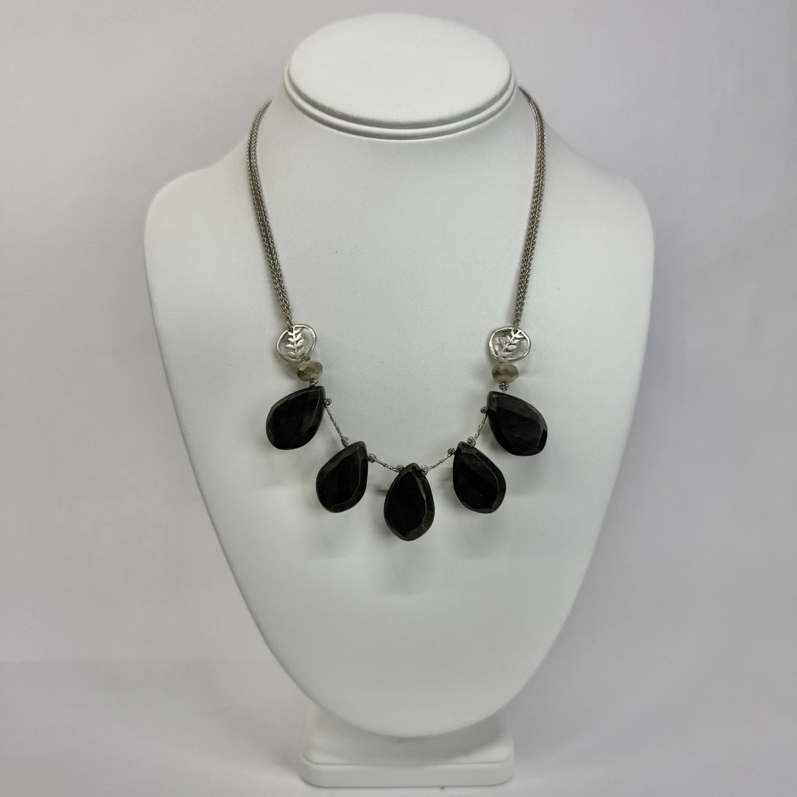 SIGRID OLSEN Teardrop Stones Bib Silver Tone Vintage Necklace Jewelry N580