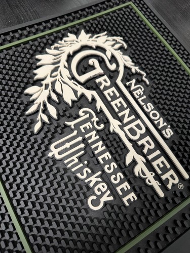 Nelson's Greenbrier Tennessee Whiskey Square Bar Spill Mat 14"x14" Green Brier - Picture 2 of 5