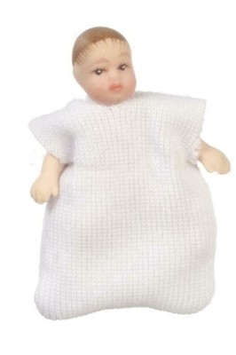 Town Square Miniatures Puppenhaus Baby Schlafsack Weiß 1:12 Porzellan Figur