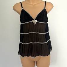 Y2K Cami Tank Womens S Frilly Chemise Mesh Lace Whimsigoth Fairycore Camisole