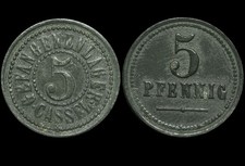POW CAMP: 5 Pfennig,  16,2 mm. KGL - GEFANGENENLAGER CASSEL / HESSEN &rArr; KASSEL.