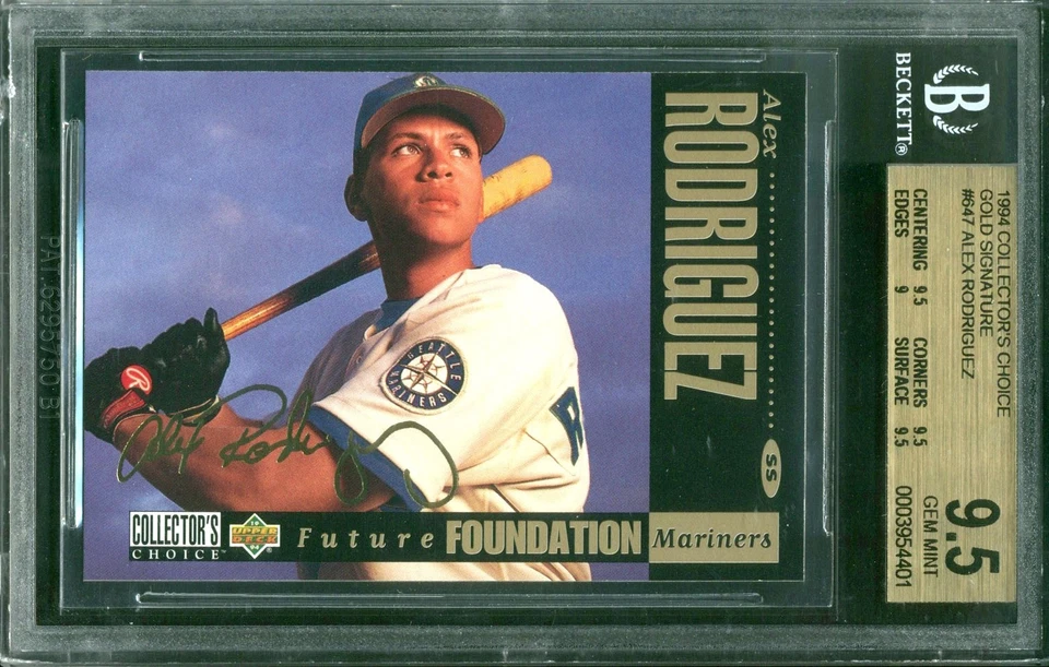 1994 COLLECTOR'S CHOICE GOLD SIGNATURE #647 ALEX RODRIGUEZ RC BGS 9.5 - Image 3 of 4