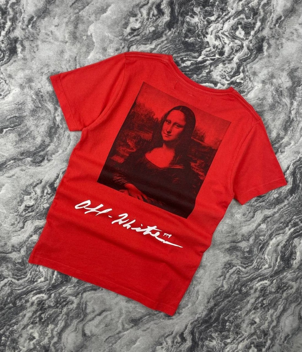 Off-White Slim Fit Monalisa Graphic Print T Shirt Men Size S Red