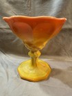 Vintage LE Smith Bittersweet Dominion Orange Slag Glass Pedestal Compote - Rare — photo 8