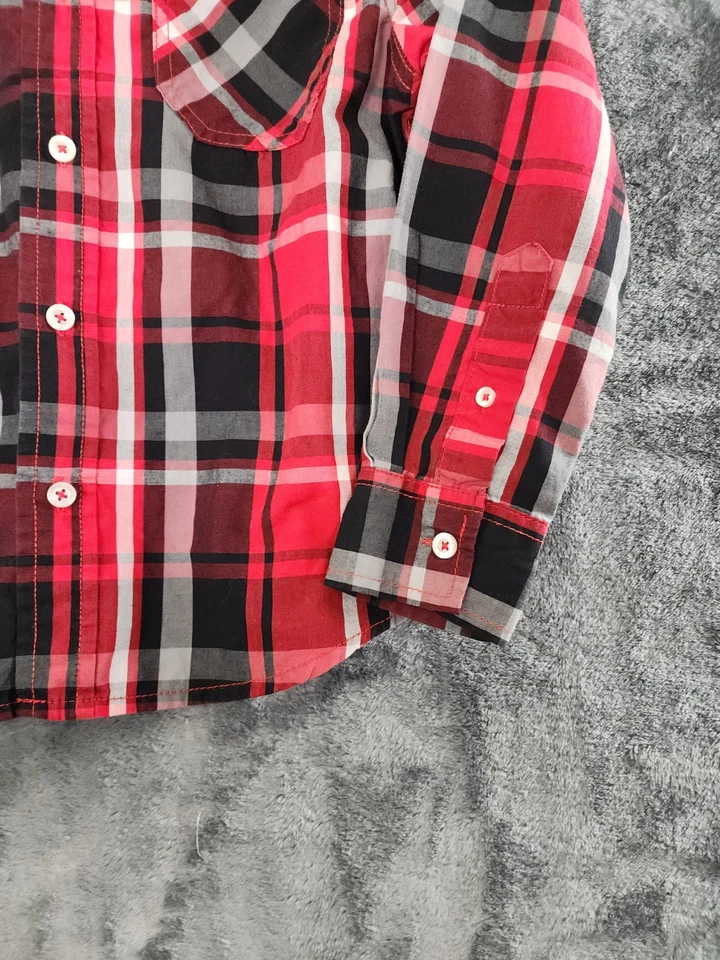 Camisa a Cuadros Roja con Botones Manga Larga Gloria Desteñida Niños Mediun Talla 8 Foto 2 de 4