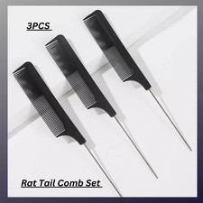 3PCS Rat Tail Comb Set – Hair Styling Tools for All Hair Types, Teasing..