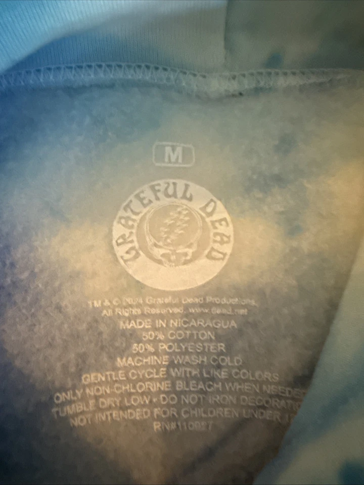 Grateful Dead 连帽衫男式中号领带染料夏季巡回赛 1987 摇滚乐队运动衫 — 第 3/4 张图片