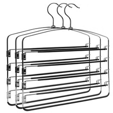 Multi-Layer Metal Pants Hangers, 3 Pack, 5 Swing Arms, Non-Slip