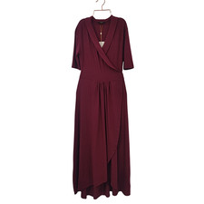 Quince Women Tencel Jersey Midi Wrap Dress Wine S