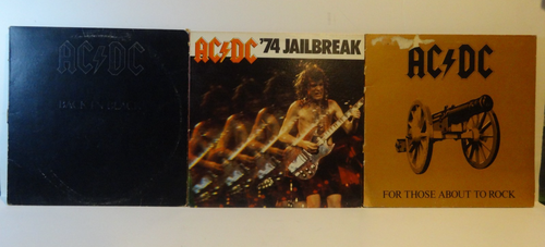Vintage AC/DC Vinyl Lot x 3 Back in Black 74 Jailbreak Rock Fair - Good ...