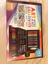 Art 101 142-Piece Art & Creativity Wood Case Art Set, Multicolor, Brown