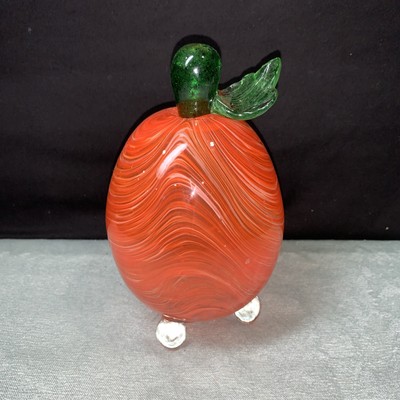 handblown swirled art glass w/curled green stem