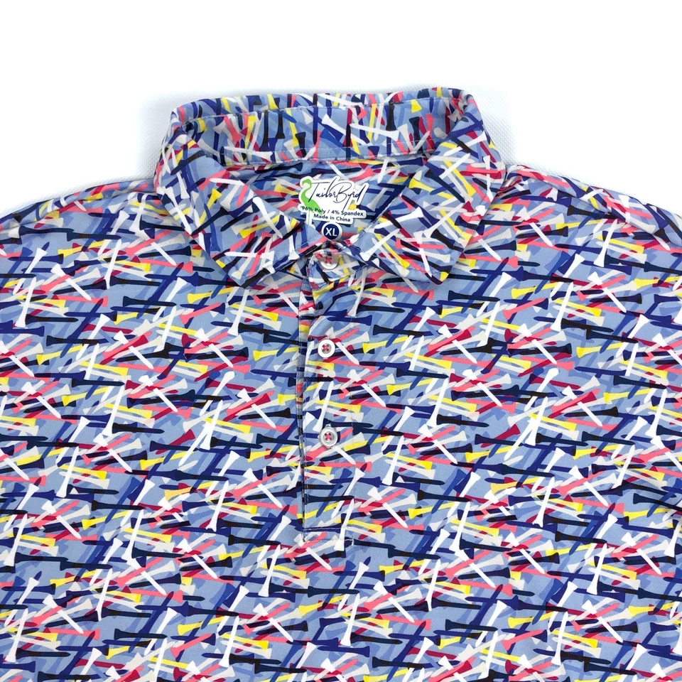 TailorByrd Polo Shirt Men XL Golf Tee Performance All Over Print Colorful - Image 3 of 4
