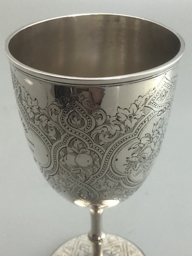 Calice vittoriano in argento Londra 1869 15,5 cm 172 g AELZX - Foto 4 di 6