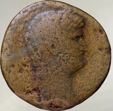 Large Ancient Roman Sestertius Coin 117-138AD Emperor Hadrian Genuine Worn