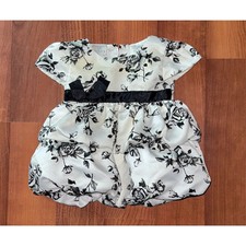 FAO Schwarz Baby Girls Floral Party Dress Size 6M Black black velvet and satin