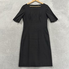 Hugo Boss Midi Dress Women 6 Black Short Sleeve Formal Classy Chic Lined Minimal