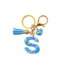 Colorful Initial Letter Keychain for Women Girls Alphabet Keychain S-blue