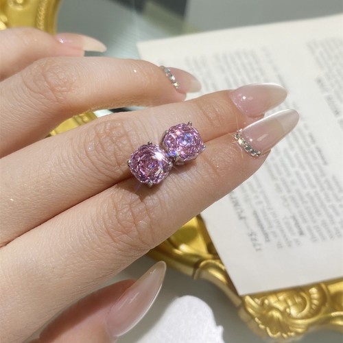 Sparkle Rose Cut Pink Topaz Gems Women Girl Jewelry Silver Necklace Stud Earring - Picture 4 of 11