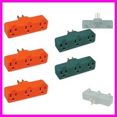 3-Prong 3-Outlet Extender Adapter, Heavy Duty Triple Grounding Outlet. 5 Pack