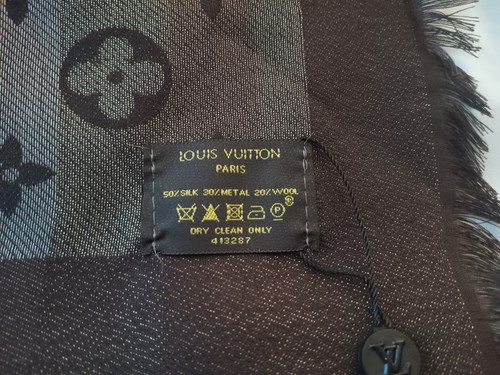 Louis Vuitton Monogram Fringe Brown Shawl-Silk/Wool~NWT 56x56 - Picture 3 of 6
