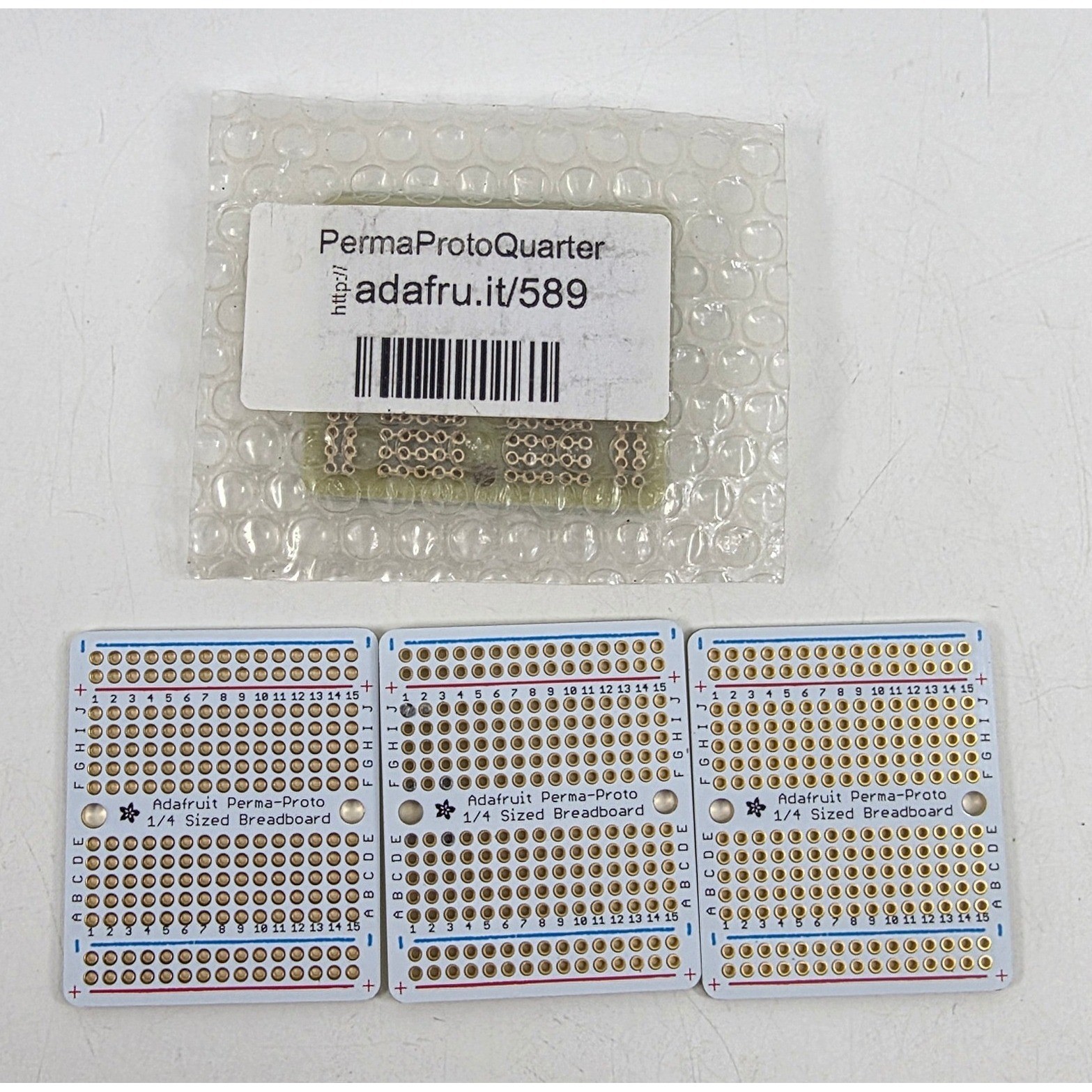 Lot of 6 Adafruit Perma-Proto 1/4 Sized Breadboard PCB Gold Plated 589 DIY Proto