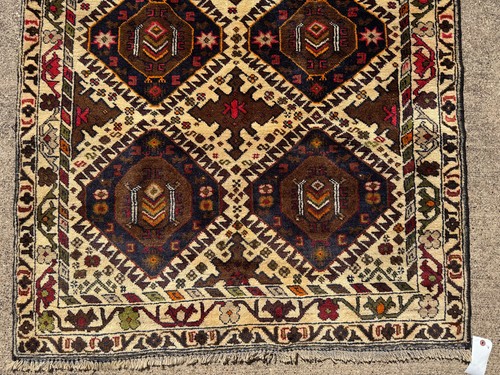 4x6 VINTAGE ORIENTAL RUG ANTIQUE handmade HAND-KNOTTED tribal geometric 4x7 ft - Picture 5 of 15