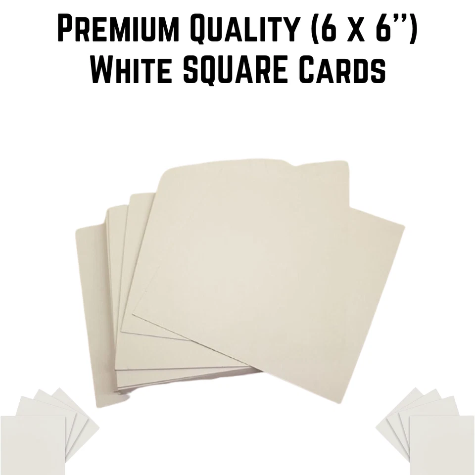 White Square Cards 6 x 6'' (155 x 155mm) 250GSM - Multiple Pack Sizes Sheets - Image 2 of 4