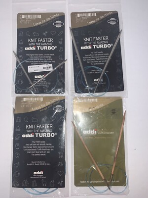Lot of ADDI TURBO CIRCULAR KNITTING NEEDLES US Size 24  9 & 7 - 16  6 & wood 5