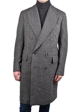 STILE LATINO coat EU 52 US 42 wool cashmere handmade check Vincenzo Attolini