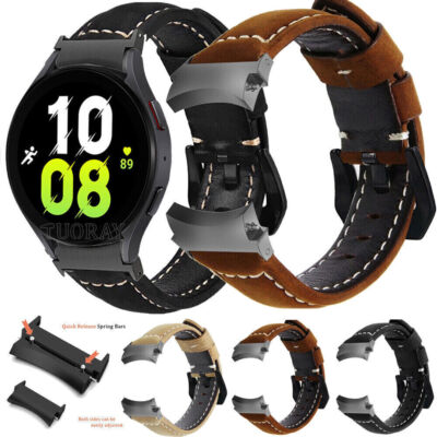 Für Samsung Galaxy Smart Watch 5 Pro 45mm 7 6 5 4 40 44mm 42 47mm Leder Armband