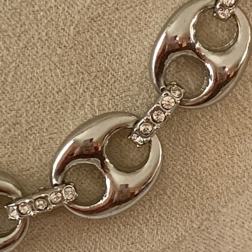 Ann Taylor Rhinestone Silver Links Chain Necklace 17" + ext - Bild 4 von 12