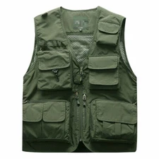 Men Fishing Hunting Hiking Tactical Multi Pocket Utility Vest Waistcaot S-6XL